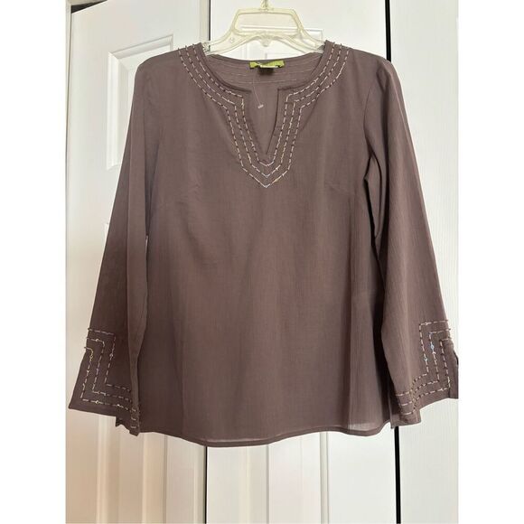 Sigrid Olsen Gauzy Sequin Embellished Top - Picture 1 of 7